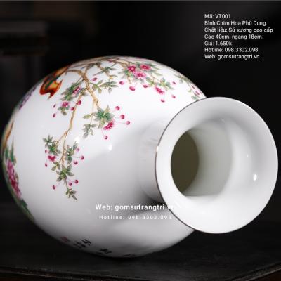 Bình Sứ Xương Chim Trĩ - Hoa Phù Dung